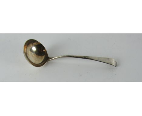 A small English Georgian silver Sauce Ladle, London c. 1788 by Hester Bateman, 18cms (7") long, with gilded bowl. (1)