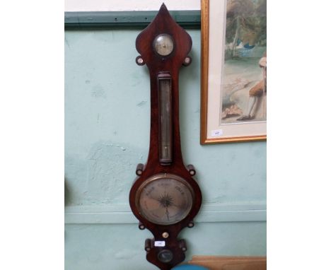 4 steel dial barometer in mahogany banjo case