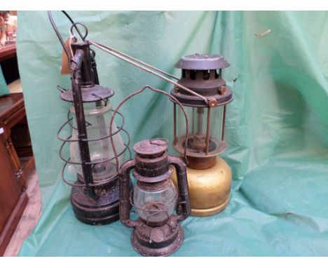 Vapalux paraffin lamp and original Panzer lamp and another smaller