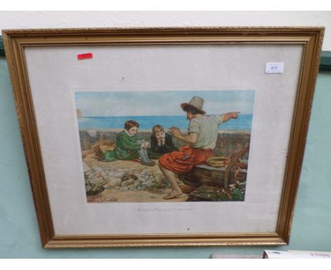 Gilt framed coloured print 'The Boyhood of Raleigh' after Sir J.E. Millais