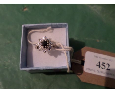 Sapphire and diamond cluster ring (size R)