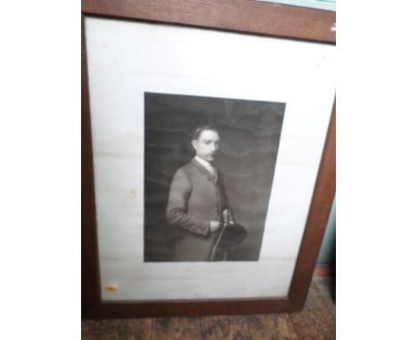 Oak framed black and white portrait of Charles the Fourth Earl of Yarborough