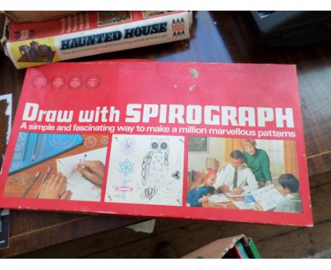 Boxed Spirograph pattern game and a box of Bayko building materials instruction manuals etc.