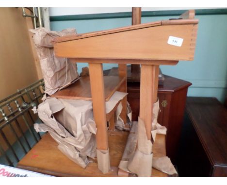 Stained pine child's desk and separate chair