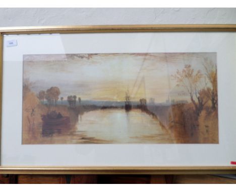 Gilt framed coloured print after Turner of Chichester Canal