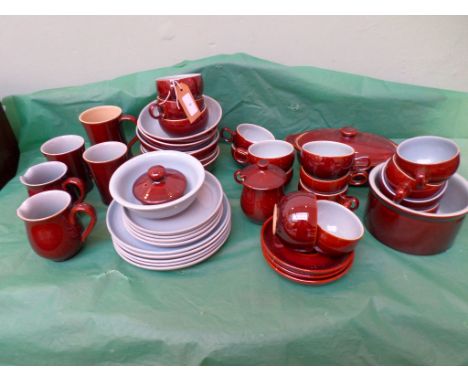 Part Denby dark brown light blue breakfast set (43 pieces)