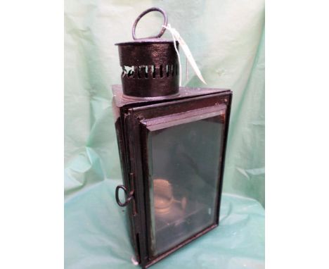 Victorian metal framed 'Fullinch' double glass sided coaching lamp 