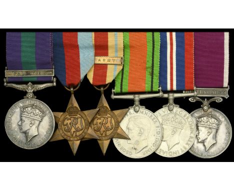 Six: Warrant Officer Class I D. W. Davies, Royal Army Service Corps  General Service 1918-62, 1 clasp, Palestine (S/52806 Pte