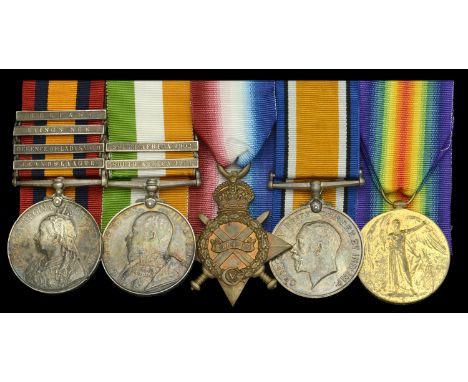 Five: Corporal C. Swann, Manchester Regiment  Queen’s South Africa 1899-1902, 4 clasps, Elandslaagte, Defence of Ladysmith, L