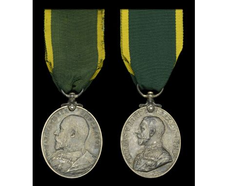 Territorial Force Efficiency Medal (2), E.VII.R. (4 Sjt: E. Tasker. 10/London Regt.); G.V.R. (4 Q.M. Sjt. R. E. Jones. 9/Lond