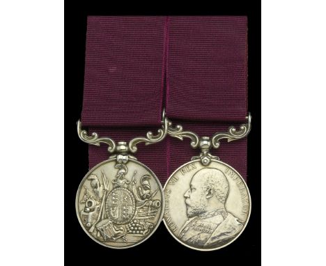 Pair: Drum Major W. Newton, 63rd Regiment of Foot Army Meritorious Service Medal, E.VII.R. (Drum - Mjr.: W. Newton. 63/Foot.)