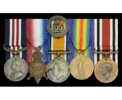 A Great War ‘Gallipoli’ M.M. group of five awarded to Private J. Pearson, Manchester Regiment, who was captured and taken Pri