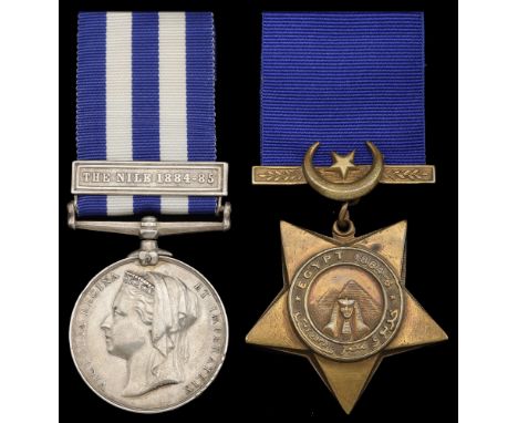 Pair: Private W. Smith, Essex Regiment  Egypt and Sudan 1882-89, undated reverse, 1 clasp, The Nile 1884-85 (1600. Pte. W. Sm