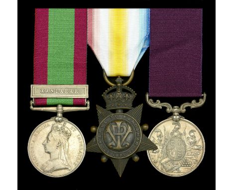 Three: Quartermaster Sergeant M. A. Cameron, 92nd Highlanders  Afghanistan 1878-80, 1 clasp, Kandahar (884. Qr. Mr. Sgt. M. A