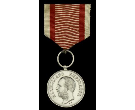 Mexico, Empire, Military Merit Medal, Second Class, silver, portrait of Maximilian by Charles Trotin facing left, minor edge 