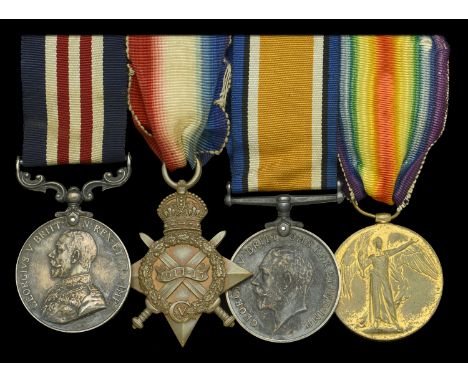 A Great War Western Front ‘Trench Raid’ M.M. group of four awarded to Private T. McLean, Manchester Regiment  Military Medal,