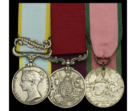 Three: Private A. Talbot, 63rd Regiment of Foot   Crimea 1854-56, 1 clasp, Sebastopol (... Talbot. 63rd. Ft.) contemporarily 