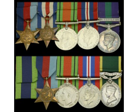 Five: Private J. Smith, Manchester Regiment 1939-45 Star; France and Germany Star; Defence Medal; War Medal 1939-45; General 