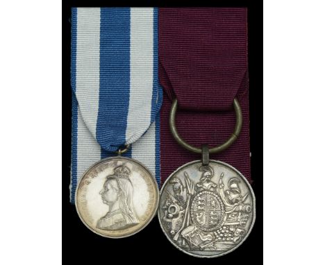 Pair: Captain and Quartermaster J. Menzies, 96th Regiment of Foot, later a Military Knight of Windsor  Jubilee 1887, silver, 