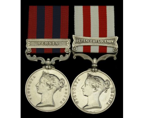 Pair: Private James Hogan, 64th Foot, who was wounded in the right thigh at Lucknow in November 1857  India General Service 1