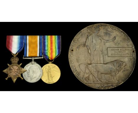 Three: Leading Stoker G. W. H. A. Smith, Royal Navy, killed in action at Jutland aboard H.M.S. Black Prince  1914-15 Star (K.
