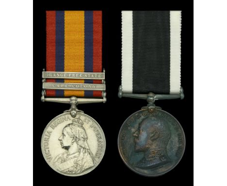 Pair: Orderly F. G. Leader, G.E.R. Corps, St John Ambulance Brigade  Queen’s South Africa 1899-1902, 2 clasps, Cape Colony, O