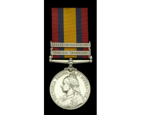 Queen’s South Africa 1899-1902, 2 clasps, Tugela Heights, Relief of Ladysmith (3202 Pte. H. Bright. Manchester Regt.) suspens