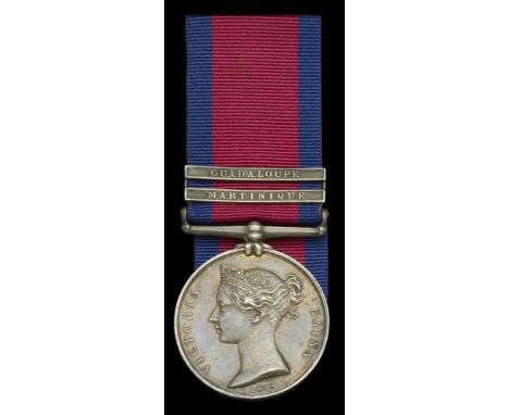 Military General Service 1793-1814, 2 clasps, Martinique, Guadaloupe (William Bensley, 63rd Foot.) light contact marks and mi