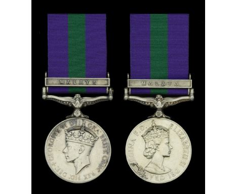 A scarce ‘double issue’ General Service Medal for Malaya awarded to Temporary Inspector Ali Bin Majid, Federation of Malaya P