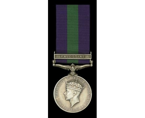 General Service 1918-62, 1 clasp, Palestine (T/4537230 Dvr. R. J. Patchett, R.A.S.C.) nearly extremely fine  £70-£90  ---  Pr