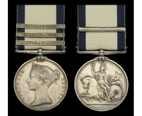 Naval General Service 1793-1840, 3 clasps, 1 June 1794, 14 March 1795, 23 June 1795 (Wm. Truncheon.) good very fine  £3,000-£