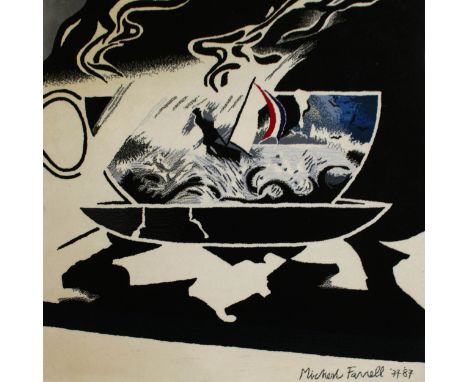 Michael Farrell 1940-2000STORM IN TEACUPWool tapestry, 75"  x 72" (191 x 183cm), by V'soske Joyce.Provenance: Acquired direct