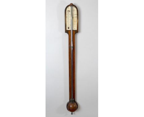 A George III stick barometer, Mason, Essex Bridge, Dublin, with walnut moulded cistern cover and ivory scale, 10 by 7 by 91cm