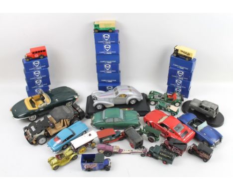A collection of four Burago vehicles, fourteen boxed Fina Cameo Collection Corgi cars, XJS Corgi with electric motor, steam t
