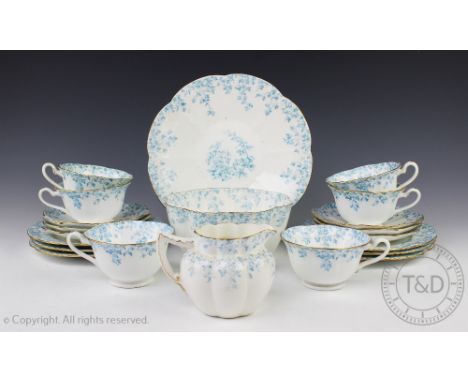 A Foley China Wileman Ivy pattern tea service, RdNo.175636, registered 1891, comprising; six teacups and saucers, six side pl