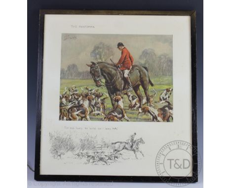 Charles Johnson Payne (Snaffles) (1884-1967), Colour print, 'The Huntsman' "The 'oss loves the 'ound but I loves both", Signe