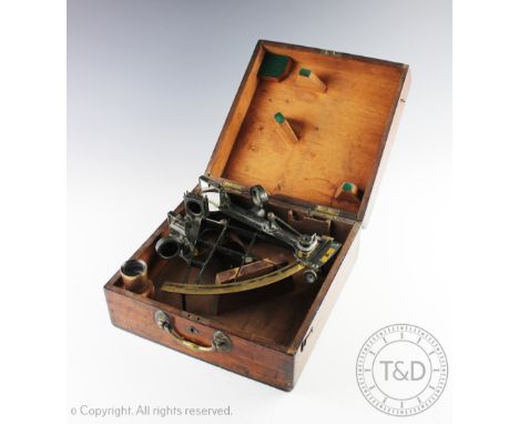 A 19th century Crichton of London sextant, signed 'Greenwich Hospital Schools 1863, Presented to Augustus H Khees' to the arc