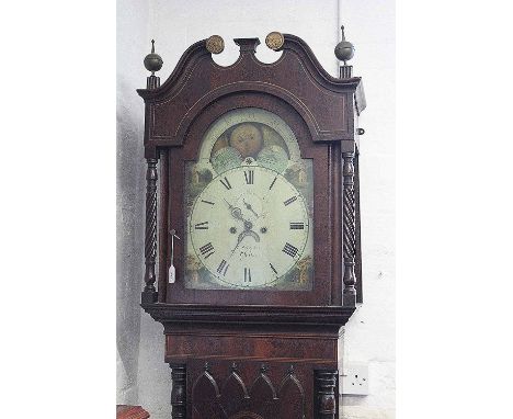 A 19th century inlaid mahogany eight day longcase clock, with painted Roman numeral dial, signed 'R Fletcher, Chester', possi