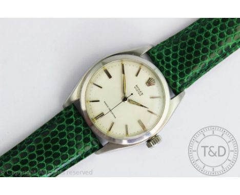 A vintage gentleman's Rolex Oyster wristwatch, circa 1953, the circular face with silver baton dial and 'dagger' hands, 15 ru