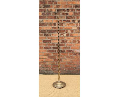 A brass standard lamp, with barley twist column, 160cm H   CONDITION REPORT:  Lighting lots are sold as decorative items only