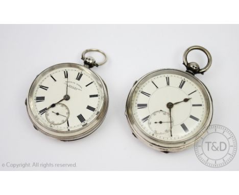 A Victorian silver cased, open face pocket watch, Birmingham 1897, by Thomas Yates, Preston, white enamel dial with black Rom