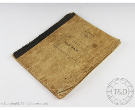 An unusual early Royal Air Force exercise and drawing book, possibly a trainee engineer / mechanics book, the front cover nam