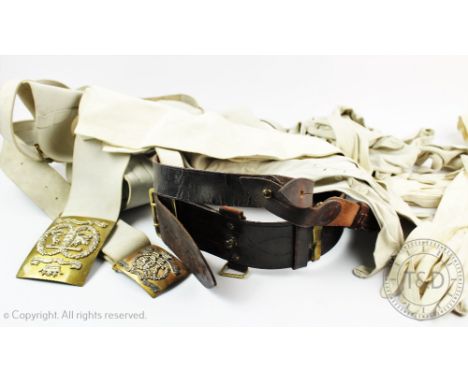 A Princess Louise's Argyll and Sutherland Highlanders officers dress cross belt sword carrier, with white metal and brass reg