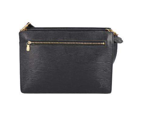 LOUIS VUITTON VINTAGE Umhängetasche "ENGHIEN 2WAY". Koll. 1995.  Epi Leder Serie in Schwarz mit goldfarbener Hardware. Divers
