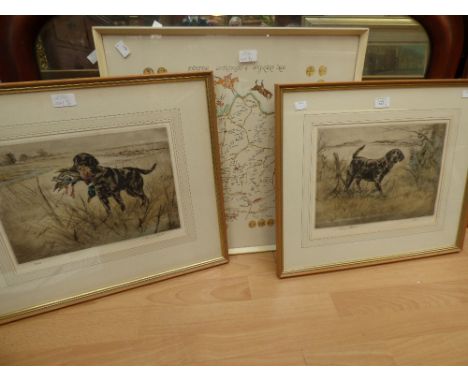 Wilkinson, Henry (1921-2011) a pair of signed sporting dog prints and a hunting print, SIGNED Christina Mouse (3) 