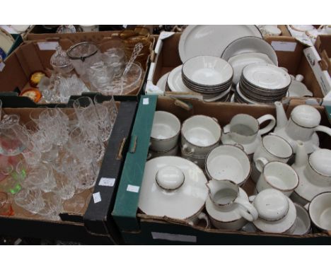 A Midwinter Stonehenge extensive tea and coffee service, together with two boxes of glassware, including paperweights
