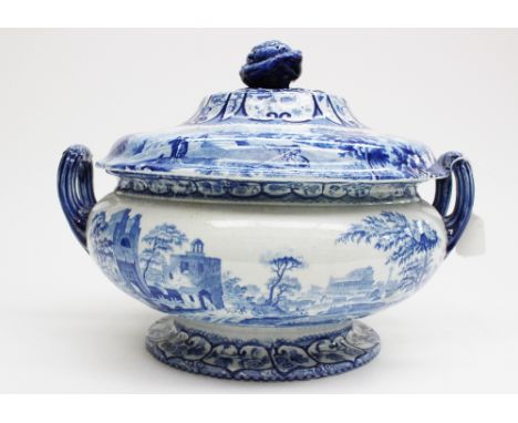 A rare Don Pottery blue and white tureen (restored) 
