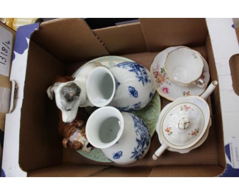 Royal Worcester, Royal Crown Derby items and two ceramic dogs