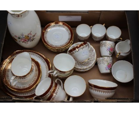 A large Royal Crown Derby Posies vase with fluted collar; together with a gilt and flower Wrythen coffee service and a Duches