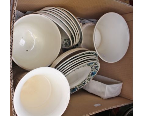 Two boxes of Wedgwood Creamware lamp bases, bowls, vases etc